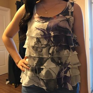 Purple & White Floral Blouse